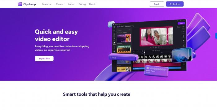 Clipchamp homepage